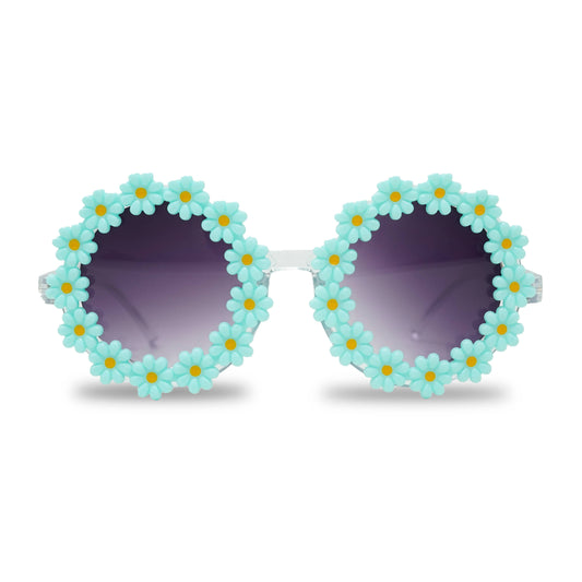 Kids Sunglasses - Mint (Round Daisy Flower)