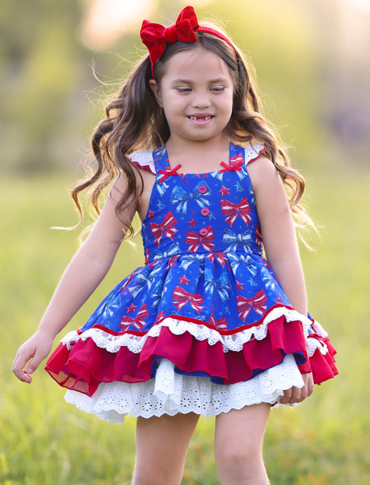Evelyn Tunic Set - Red, White & Bows
