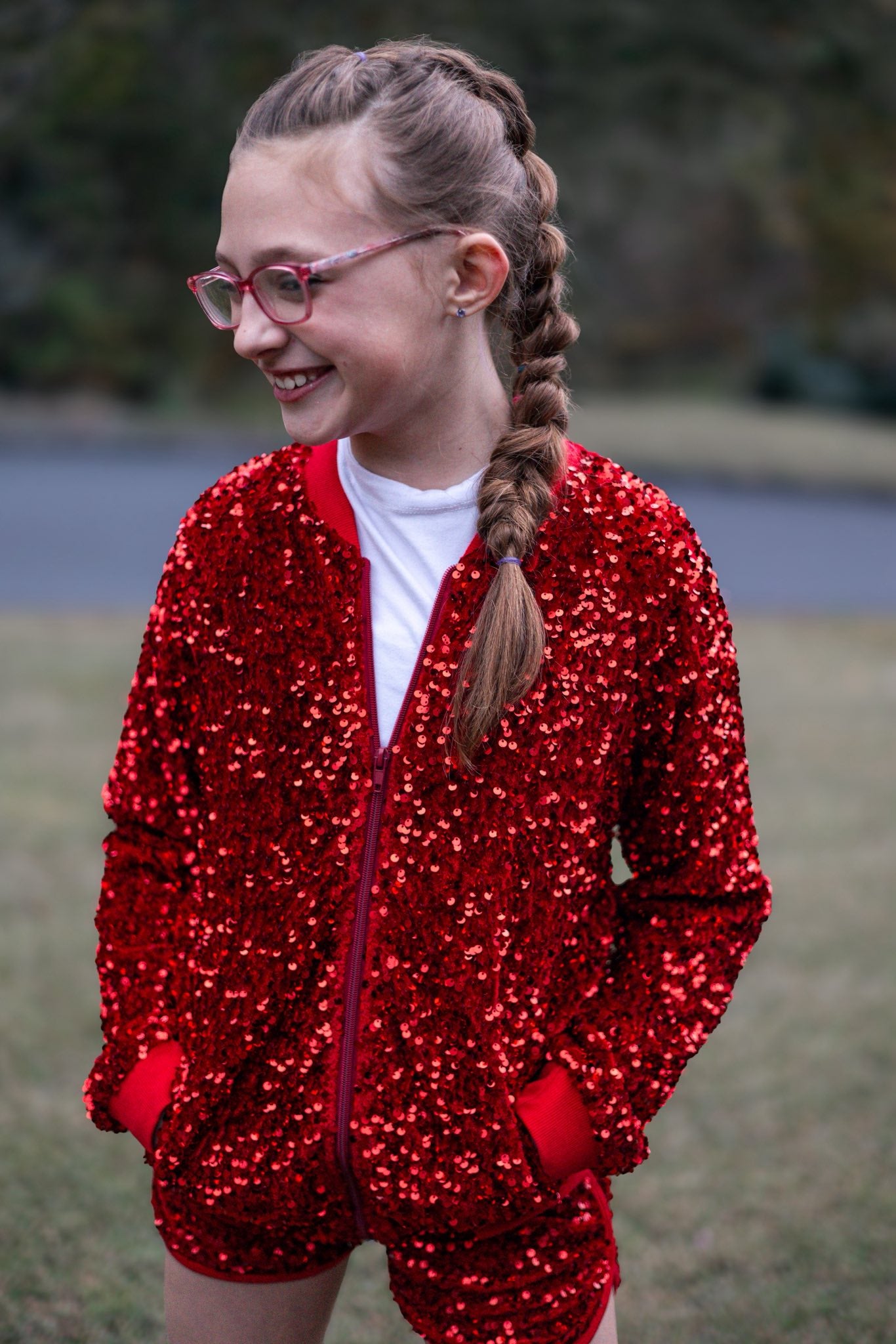 Luxe Velvet Sequin Shorties - Royal Red