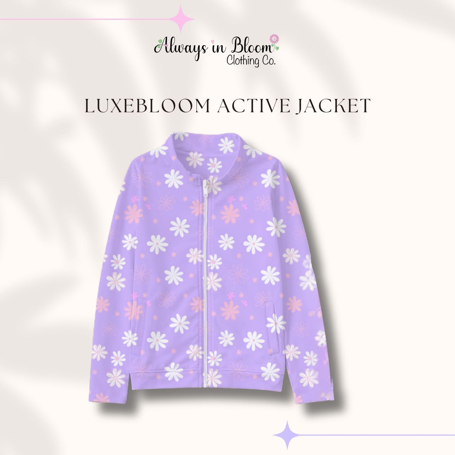 LuxeBloom Jacket - Purple Daisies