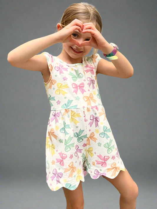 Scalloped Shortie Romper - Color Me Bow-tiful