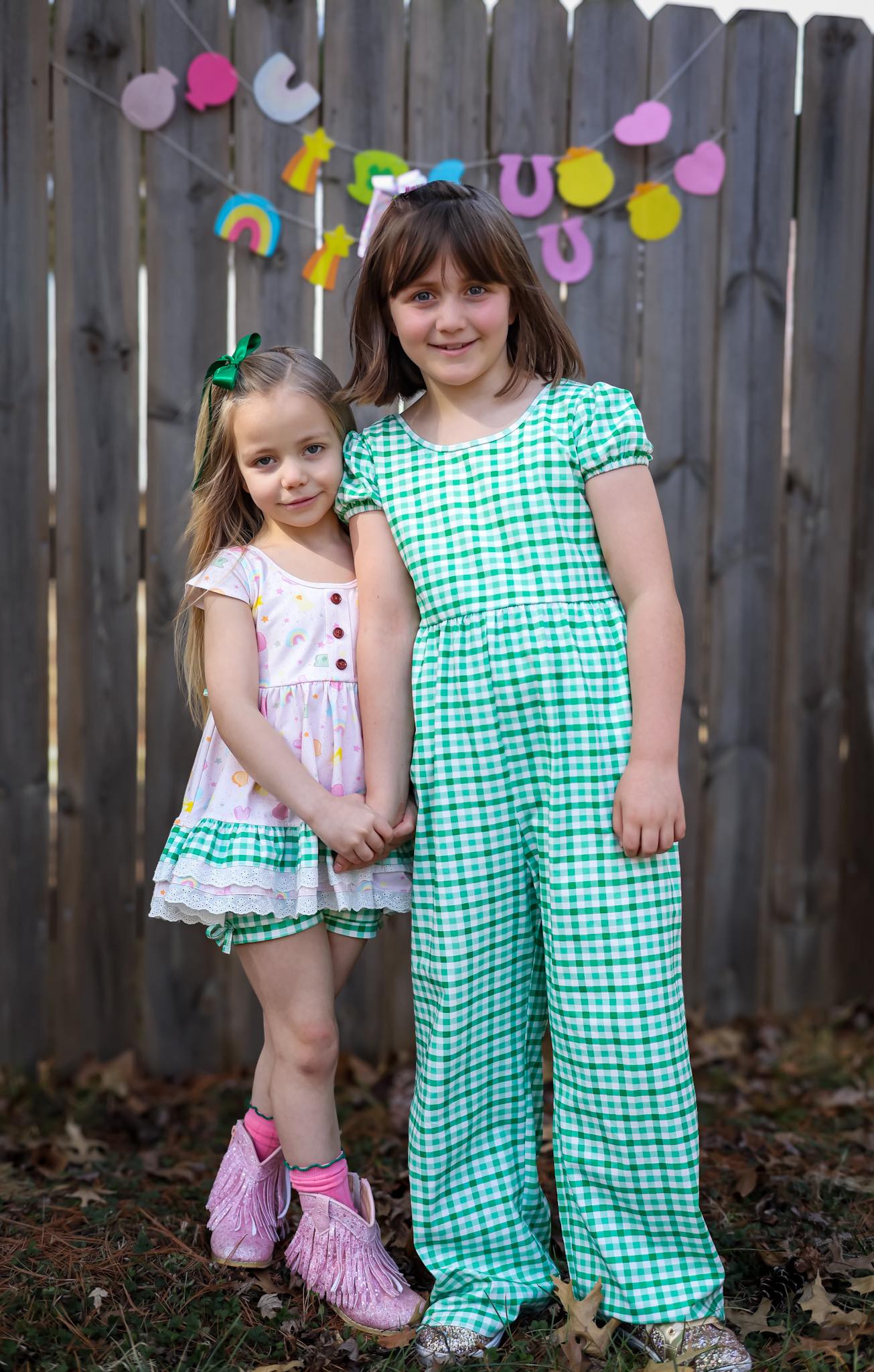 Caroline Leggy Romper - Green Plaid