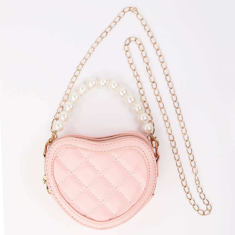 Luxe Quilted Heart Purse - Pink/Red