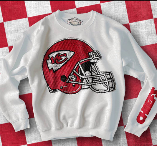 Women's Crew Neck Sweatshirt - Chiefs Faux embroidery