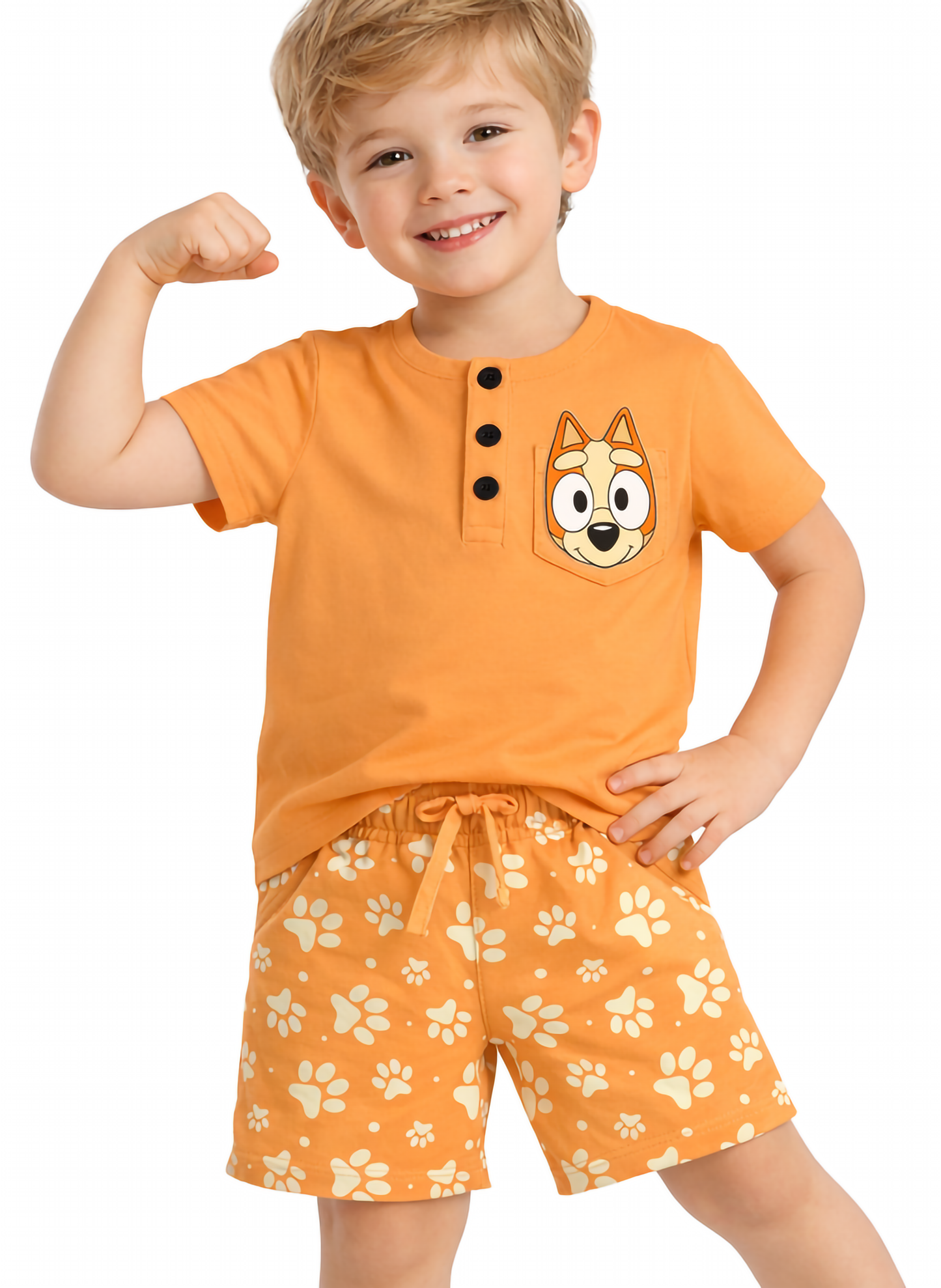 Boys 2 Piece Benny Set - Pup Friends Orange