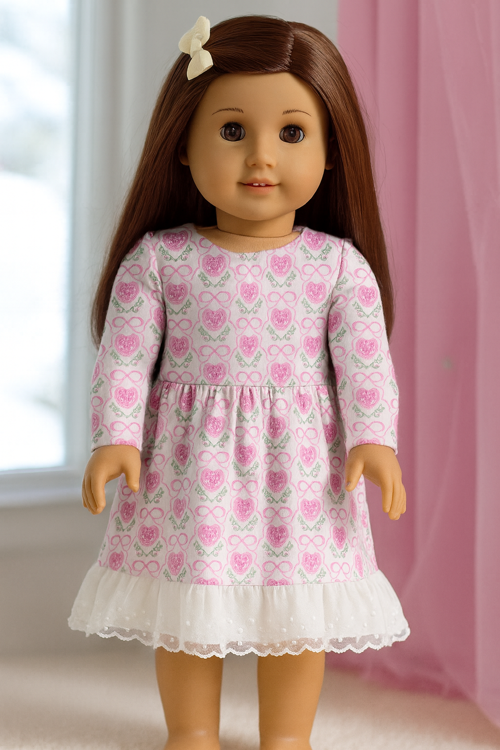 DOLL DRESS - Rosie Hearts and Ribbons