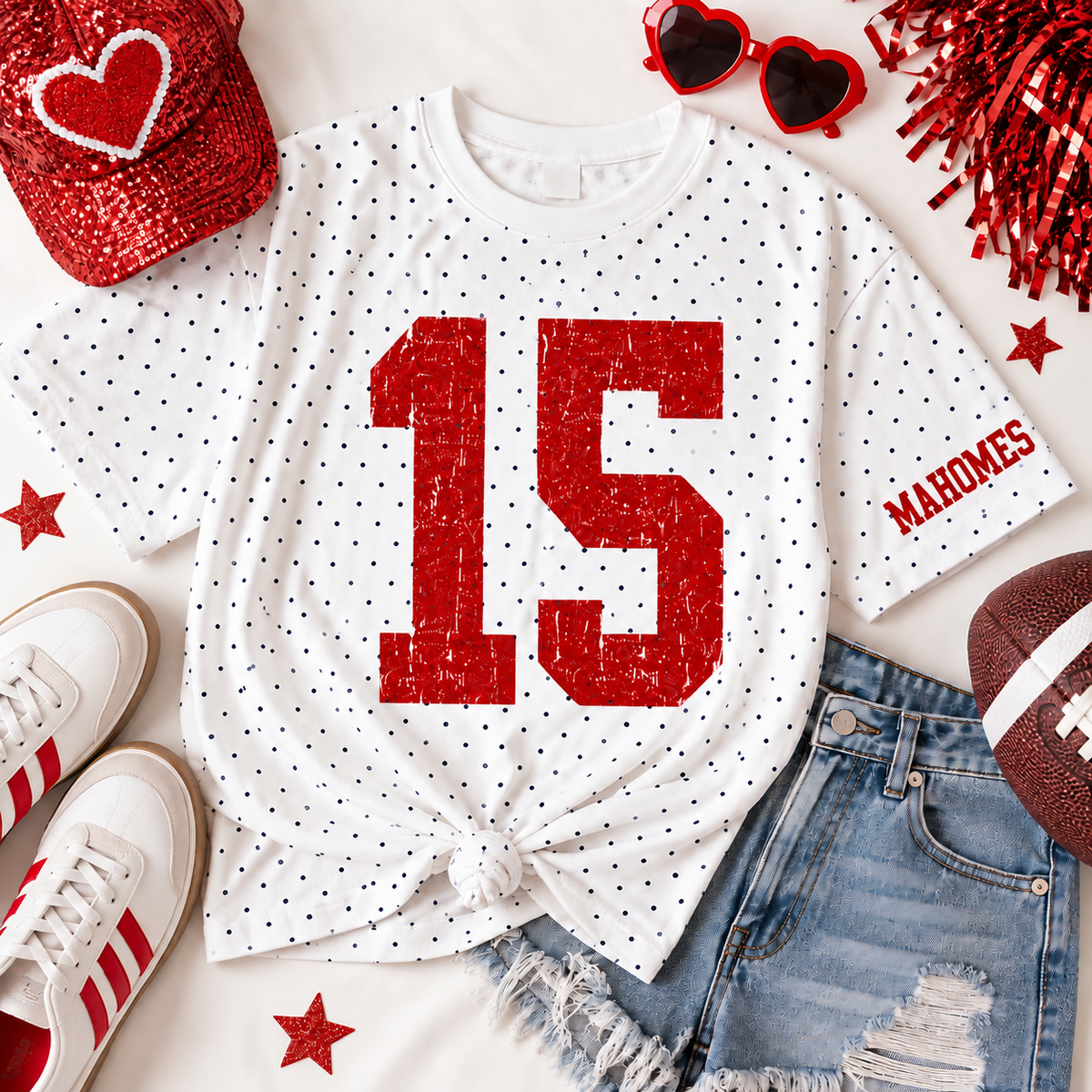 Women's Graphic Tee - Varsity Polka Dot -15