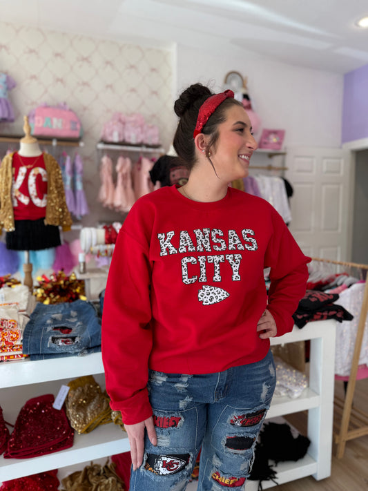 Leopard Kansas City Red Sweatshirt