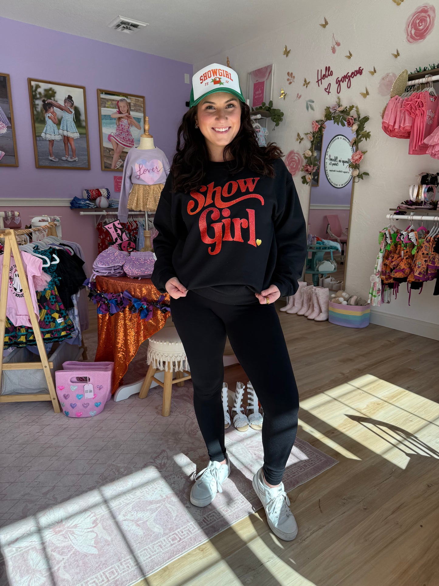 Faux Glitter Show Girl Black Tee or Sweatshirt