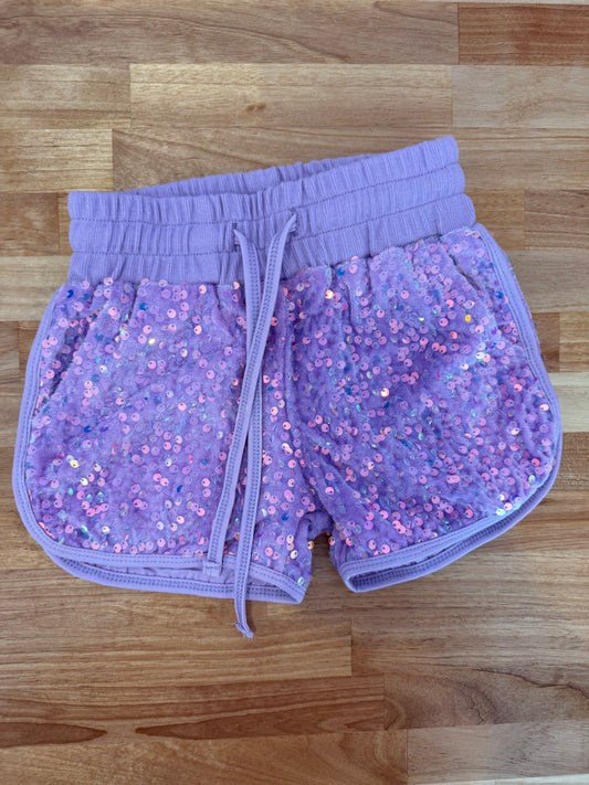 Luxe Velvet Sequin Shorties - Lavender Sparkles