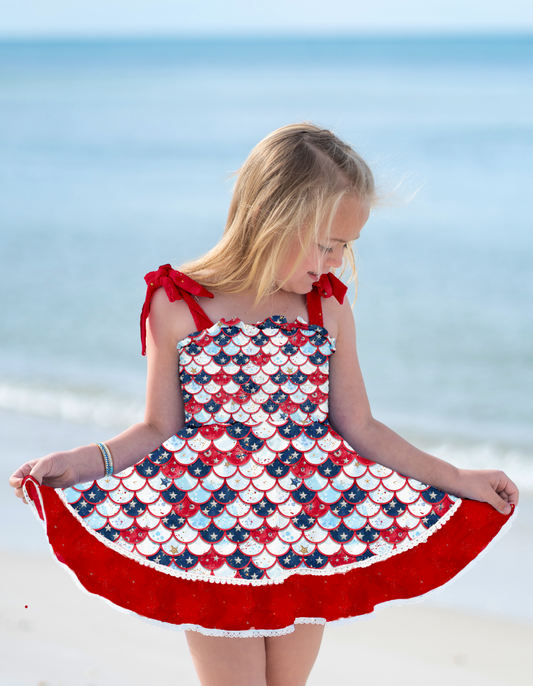 Summer In Bloom Tunic Set - Red, White & Shimmer