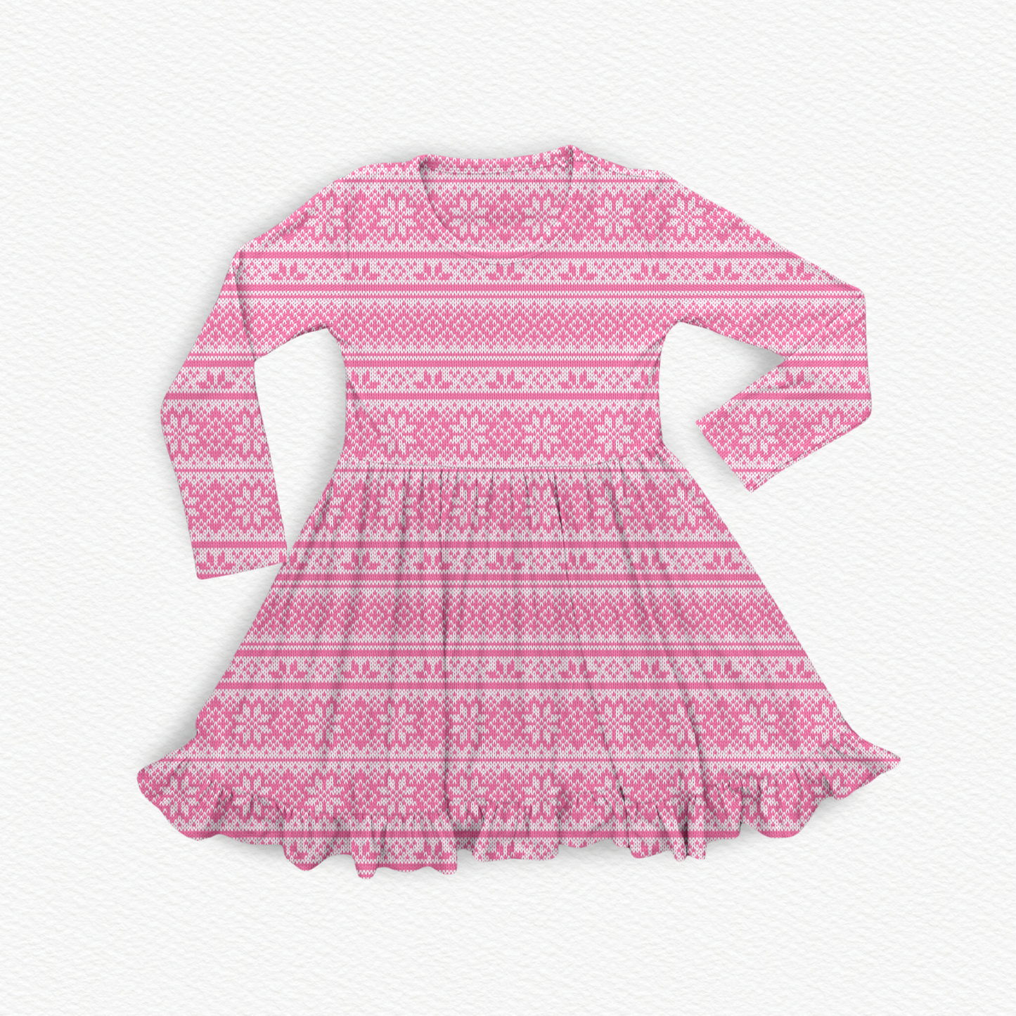 Luxe Ribbed Knit Twirl Dress -Peppermint Pink
