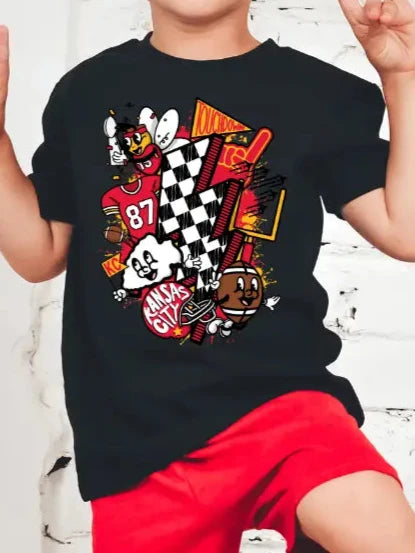 Boys Graphic Tee - KC Checkered Bolt (Preorder)