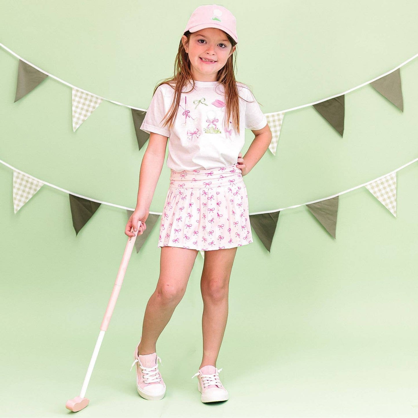 Golf Tee Bow Patch Baseball Hat - Kids Hair Accessories