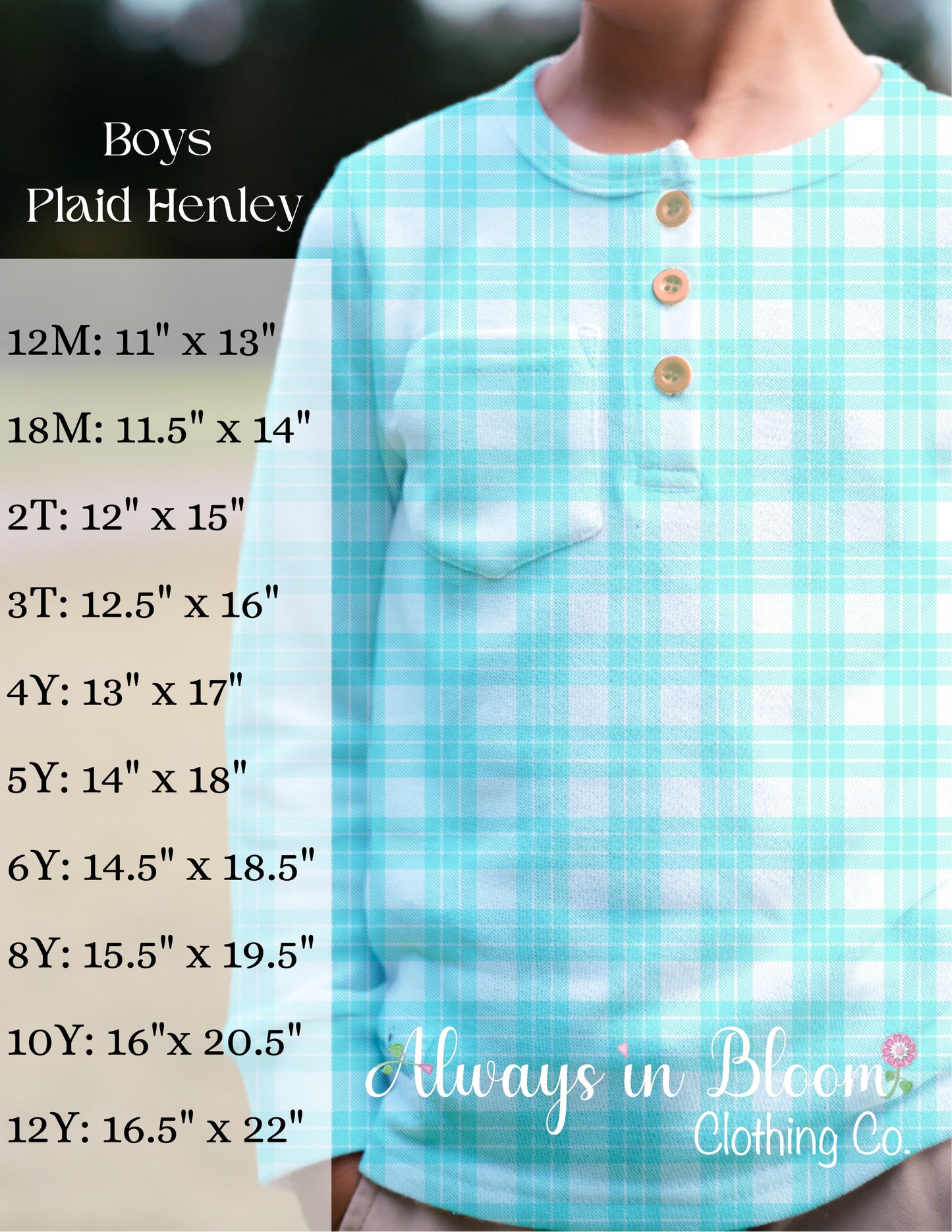 Boys Henley - Green Plaid