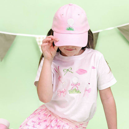 Golf Tee Bow Patch Baseball Hat - Kids Hair Accessories