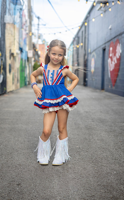 Evelyn Skirted Romper -  Little Miss Liberty