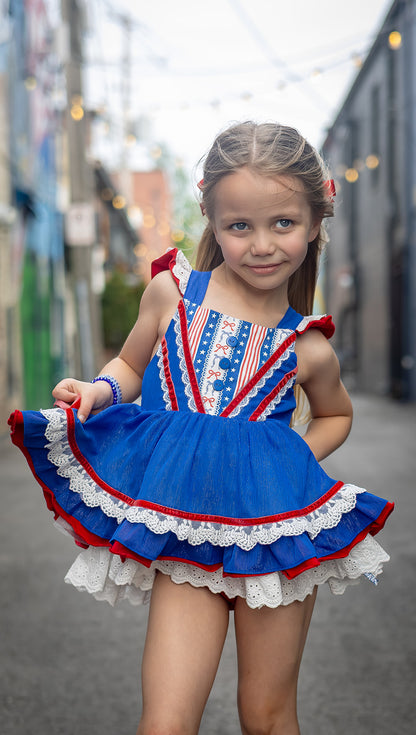 Evelyn Skirted Romper -  Little Miss Liberty