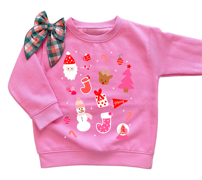 Xmas Scatter Pink  | Kids Christmas Sweatshirt