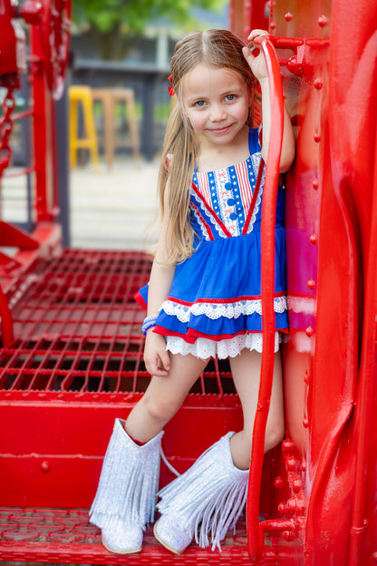 Evelyn Skirted Romper -  Little Miss Liberty