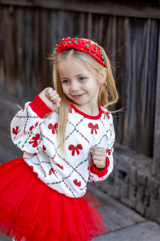 Holiday Ribbons | Kids Christmas Sweatshirt