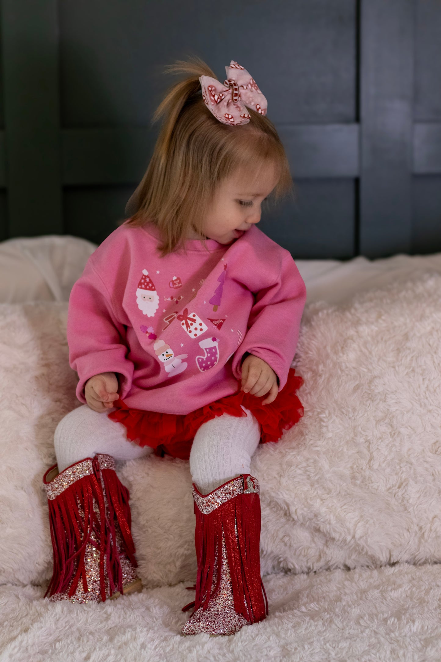Xmas Scatter Pink  | Kids Christmas Sweatshirt