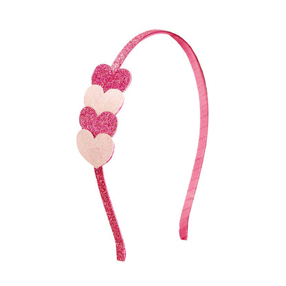 Pink Sparkle Hearts Valentine's Day Headband - Kids Hair