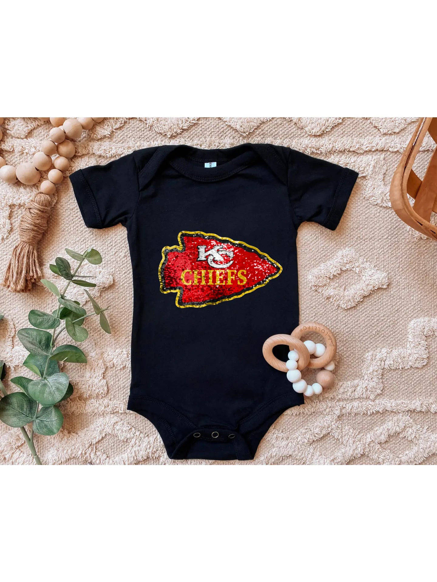 Girls Graphic Tee - KC Chiefs Faux Sequins