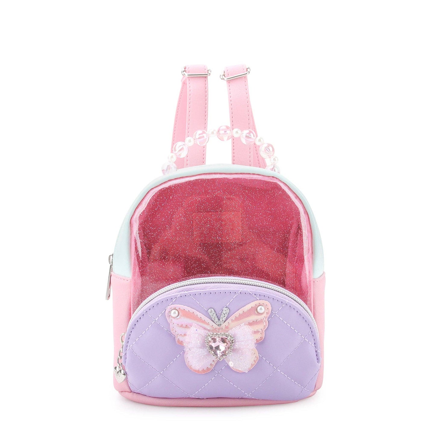 Quilted Clear Micro Mini Backpack with Beaded Top Handle
