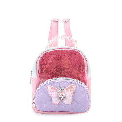Quilted Clear Micro Mini Backpack with Beaded Top Handle