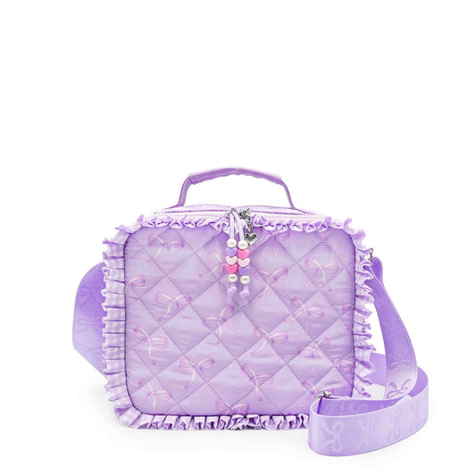 Bow Printed Ruffle Quilted Lunch Bag