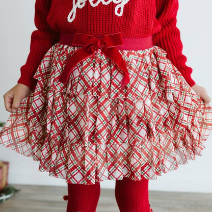 Christmas Plaid Bow Tiered Tutu - Kids Boutique Clothing