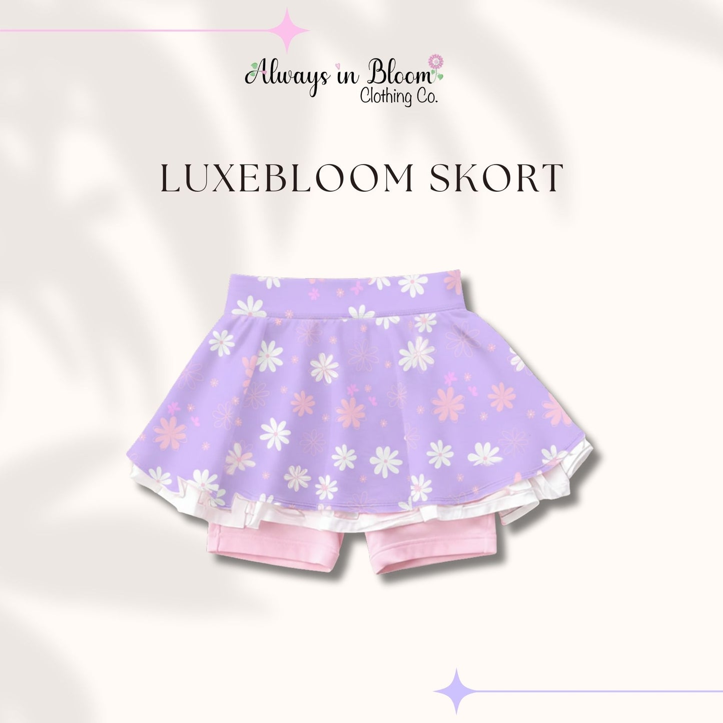 LuxeBloom Skort - Purple Daisies