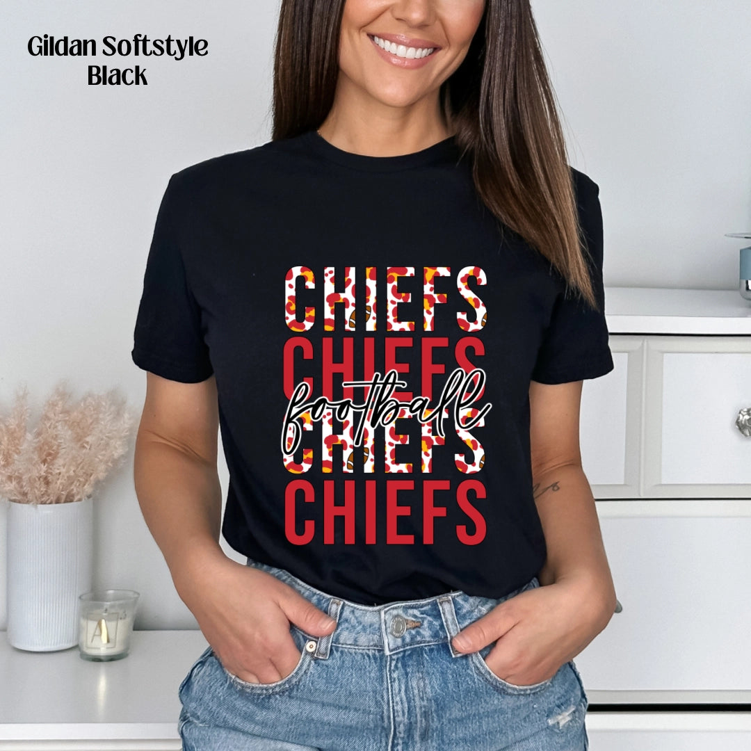 Women's KC Chiefs Stacked Tee - Black - Always In Bloom Clothing Co