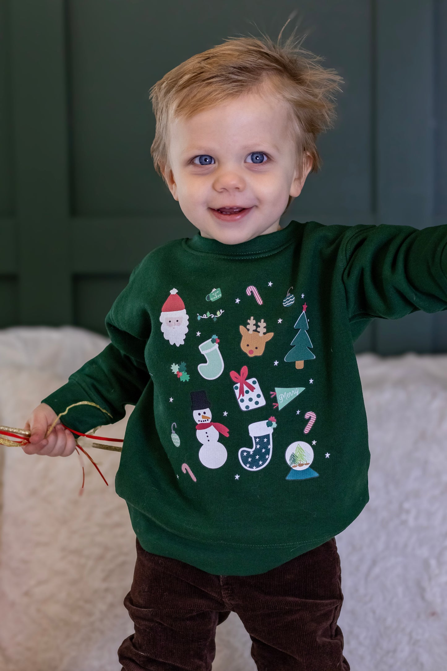 Xmas Scatter Green | Kids Christmas Sweatshirt