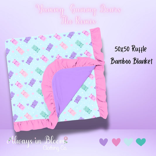 Bamboo Ruffle Blanket - Yummy Gummy Bears