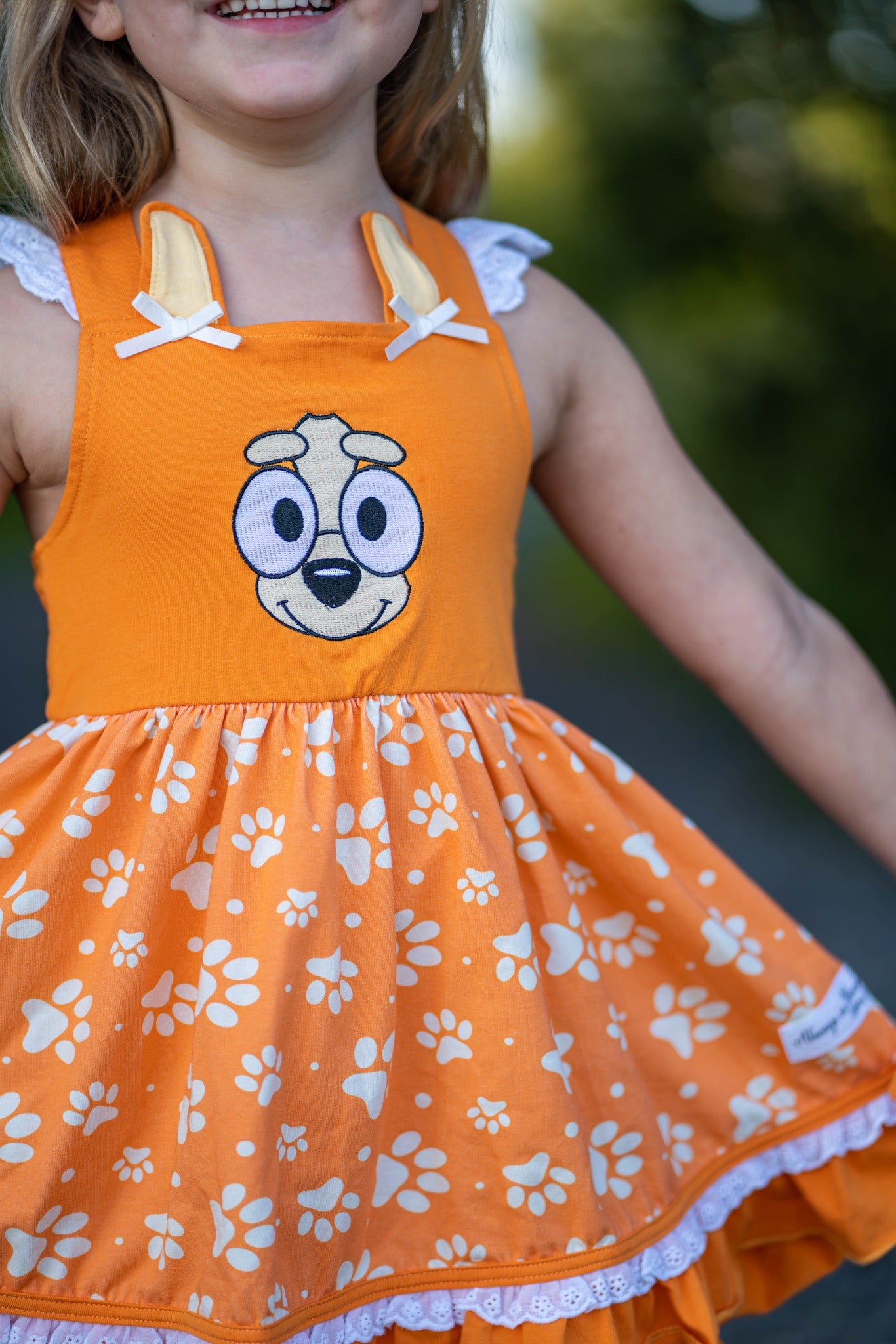 Lena Dress Set -Pup Friends Orange