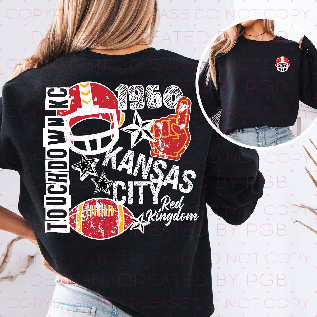 Womens Crewneck Sweatshirt - Touchdown Kansas City 