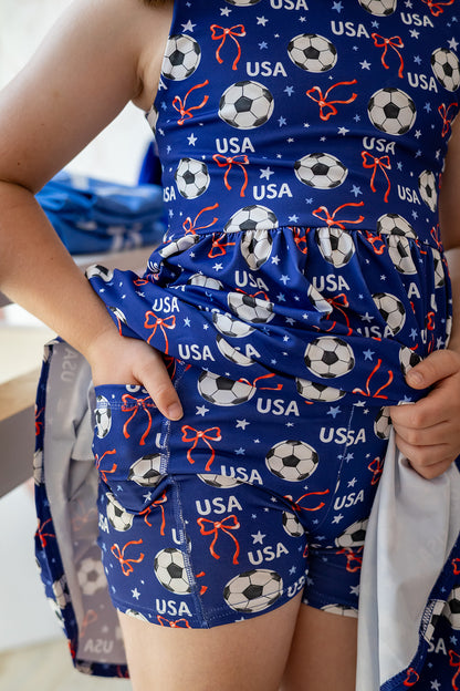 Play All Day Athleisure Dress Set - Red, White & Goal