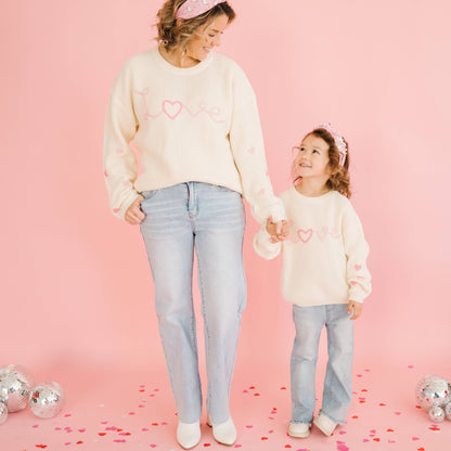Ditsy Love Valentine's Day Knit Sweater - Kids Clothing