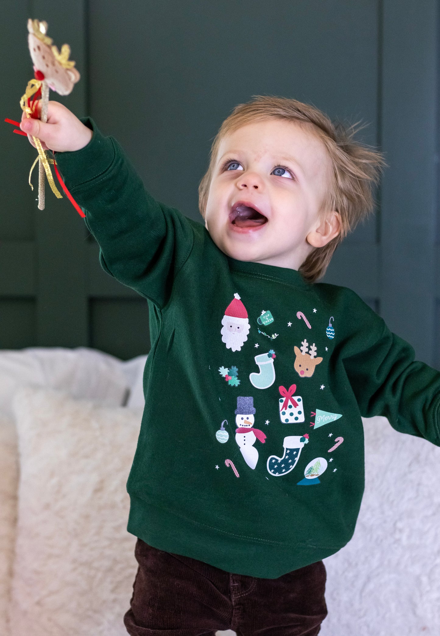 Xmas Scatter Green | Kids Christmas Sweatshirt