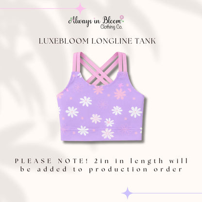LuxeBloom Longline Tank - Purple Daisies