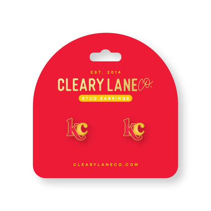 Kansas City KC Letters Enamel Stud Earrings
