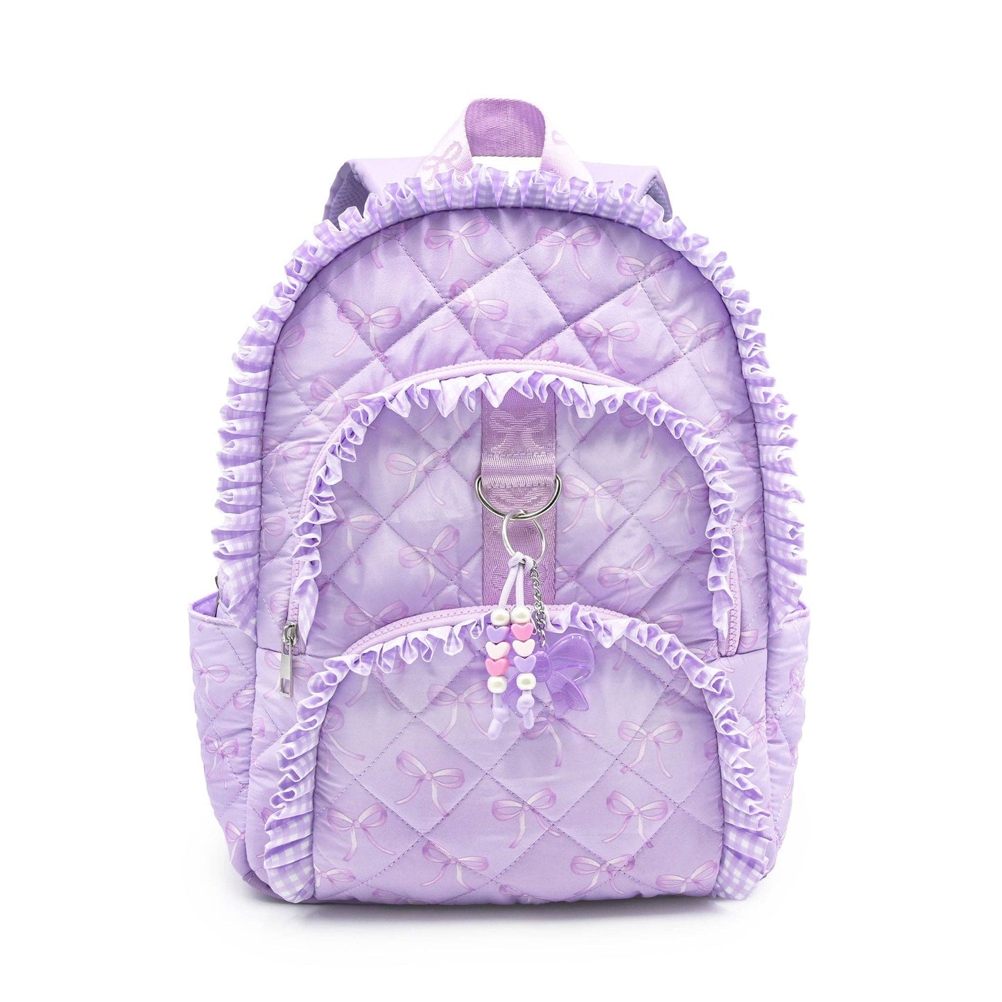 Bow Printed Ruffle Quilted Large Backpack