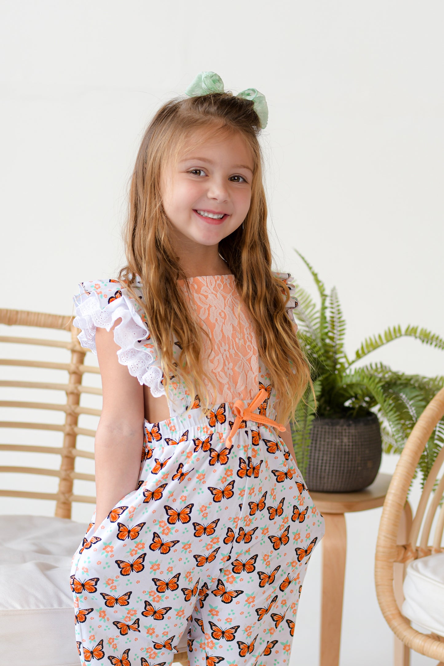 Butterflies In Bloom -  Ruffle Leggy Romper