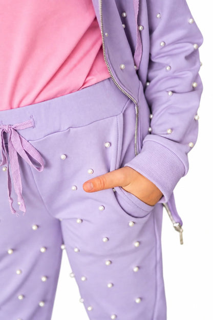 Cotton Candy Pearls Jogger Set - Lavender
