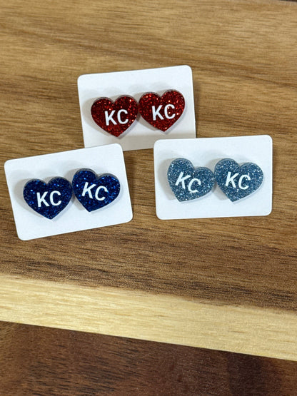 KC Glitter Heart Studs