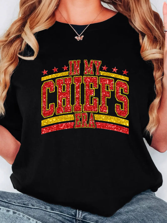 Women's Graphic Tee - In My Chiefs Era Faux Sequins