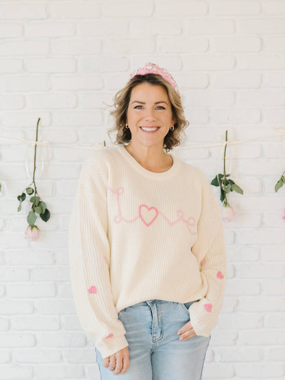 Ditsy Love Valentine's Day Knit Women's Sweater - Mommy & Me