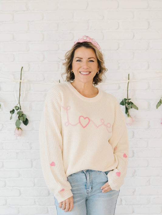 Ditsy Love Valentine's Day Knit Women's Sweater - Mommy & Me